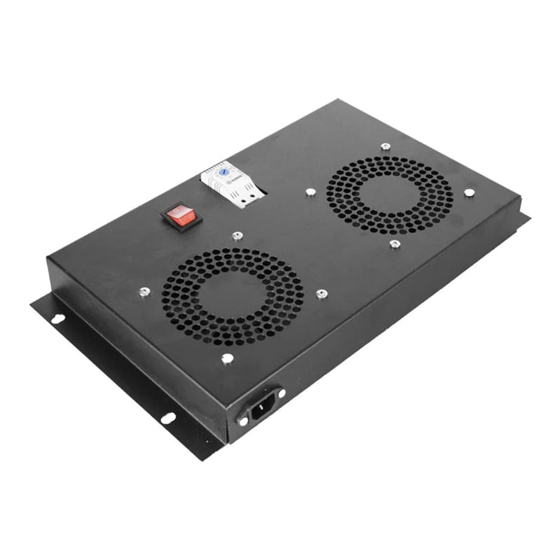 SERRACK STV-FAN2-WM-OAT 2-Fan Cooling & Ventilation Wall-Mounted Server Rack Module with Analog Thermostat & On/Off Switch