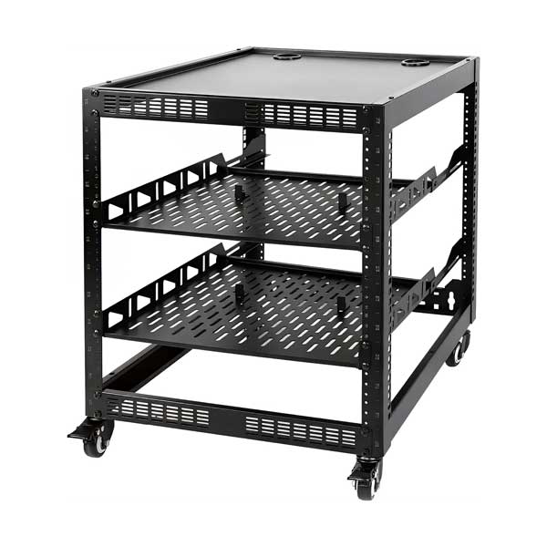 12U 4-Post Mobile Open Frame Network Rack with Casters | TEC-12UWC
