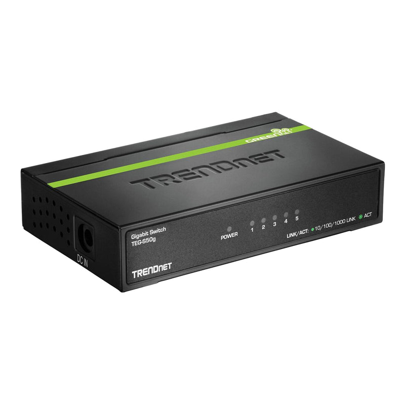 TRENDnet TEG-S50G 5-Port Gigabit GREENnet Switch with Black Rugged Metal Housing