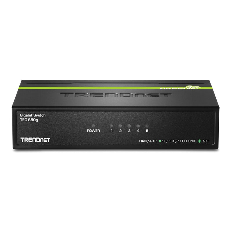 TRENDnet TEG-S50G 5-Port Gigabit GREENnet Switch with Black Rugged Metal Housing