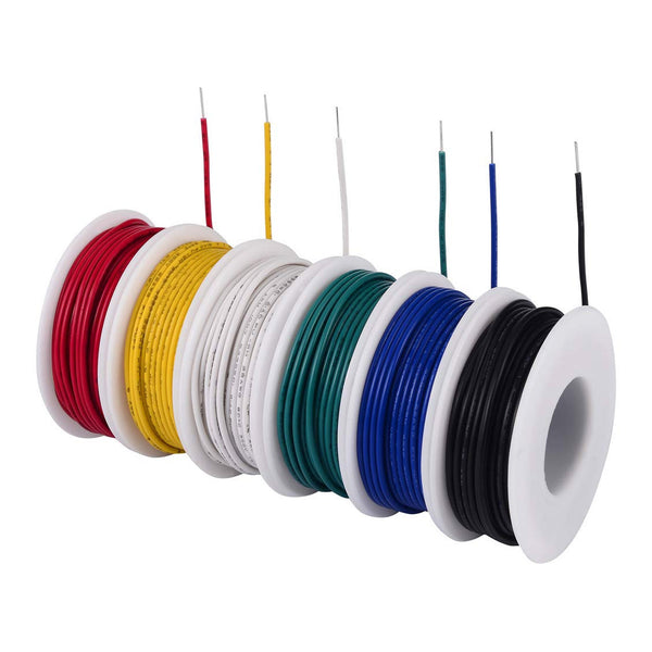 Altex Preferred MFG Altex Preferred MFG 6 Colored Rolls 30ft 22AWG Solid Core Copper Hookup Wire with PVC Jacket - Multi-Color Default Title
