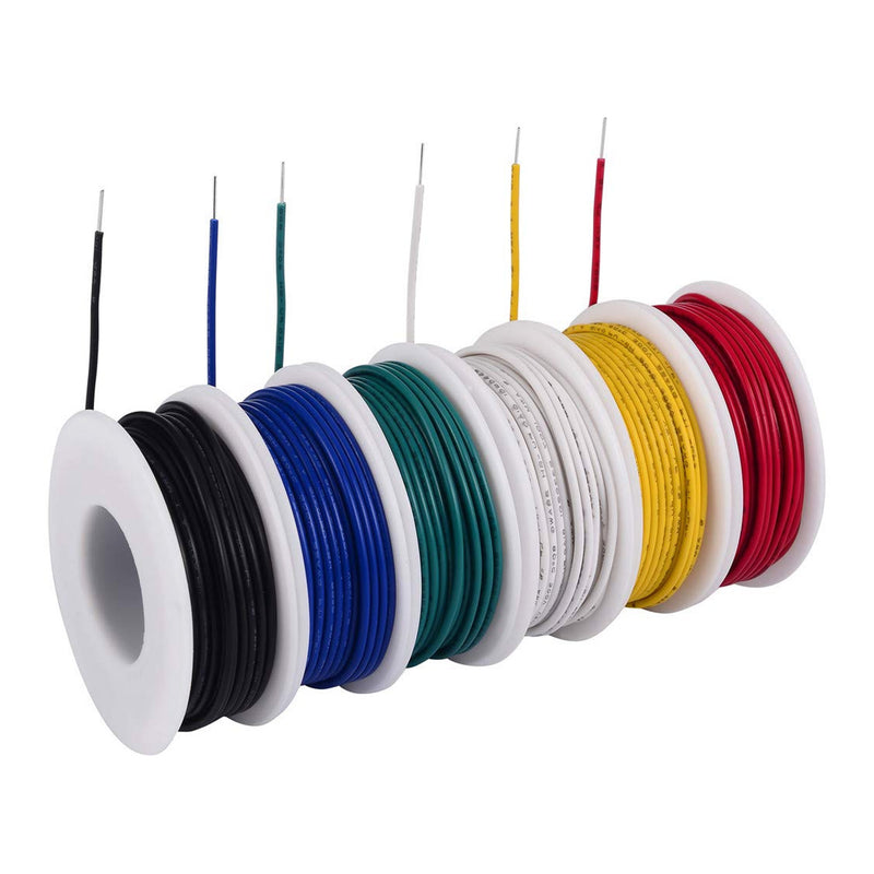 Altex Preferred MFG 6 Colored Rolls 30ft 22AWG Solid Core Copper Hookup Wire with PVC Jacket - Multi-Color