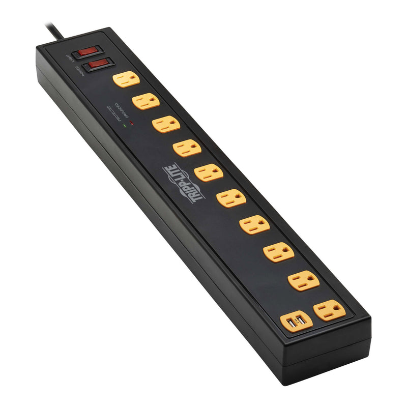 Tripp Lite TLP1006USB 10-Outlet 2 USB Ports 1350 Joules Protect It! Surge Protector with Swivel Light Bars