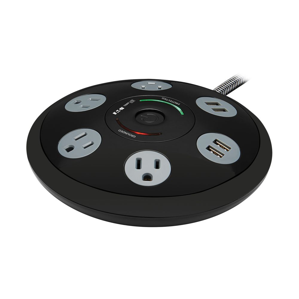 Tripp Lite Conference Power Surge Protector with 4 USB-A Ports | 4-Outlet | Braided Cord | Black | TLP406USBUFO