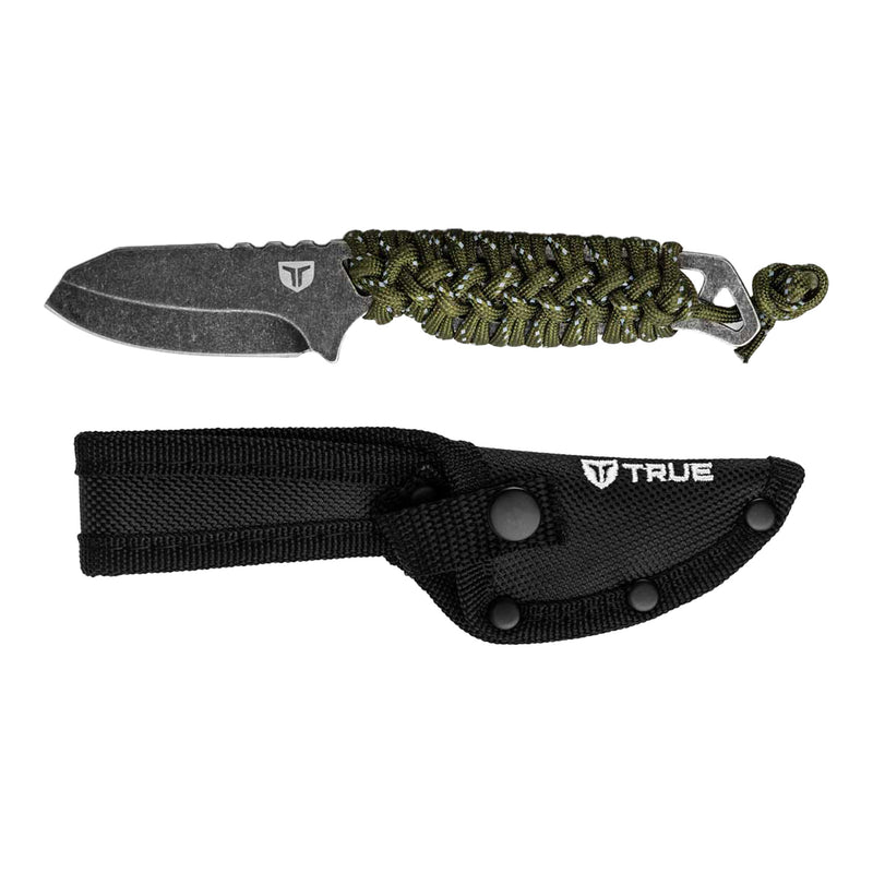 TRUE TRU-FXK-1020 2.4" Stonewashed Paracord Wrapped NEKKID Fixed Blade Knife