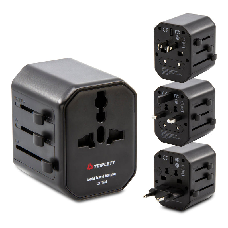 Triplett UA100A 10A 2500W World Travel Adapter with USB-A and USB-C