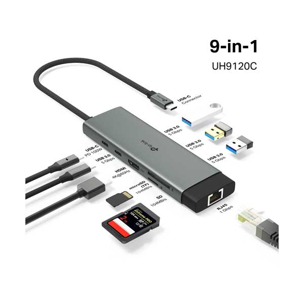 TP-Link 9-in-1 USB Type-C Hub | 4K HDMI | Gigabit Ethernet | 100W PD | UH9120C
