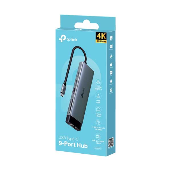 TP-Link 9-in-1 USB Type-C Hub | 4K HDMI | Gigabit Ethernet | 100W PD | UH9120C