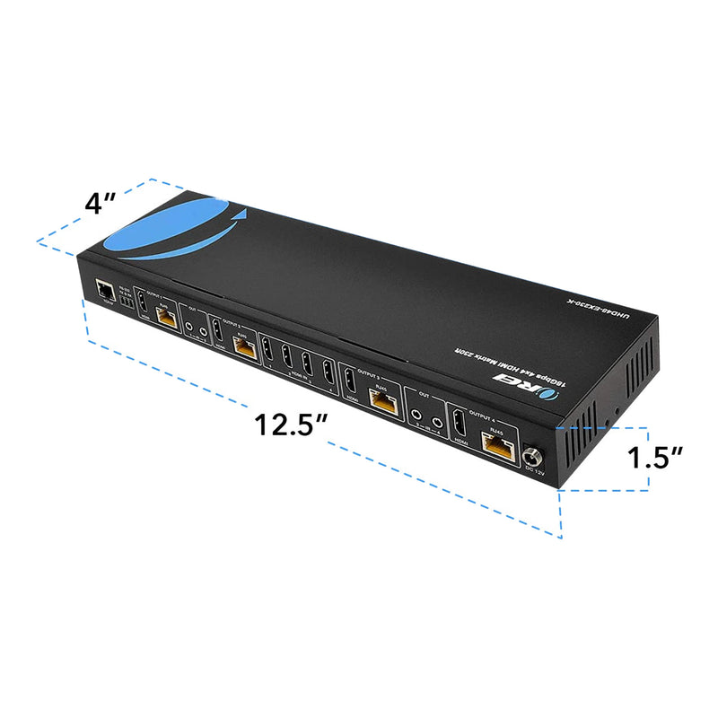 OREI UHD48-EX230-K 4x4 HDMI Matrix Extender - UltraHD 4K@60Hz Over Single CAT6/7 Cable