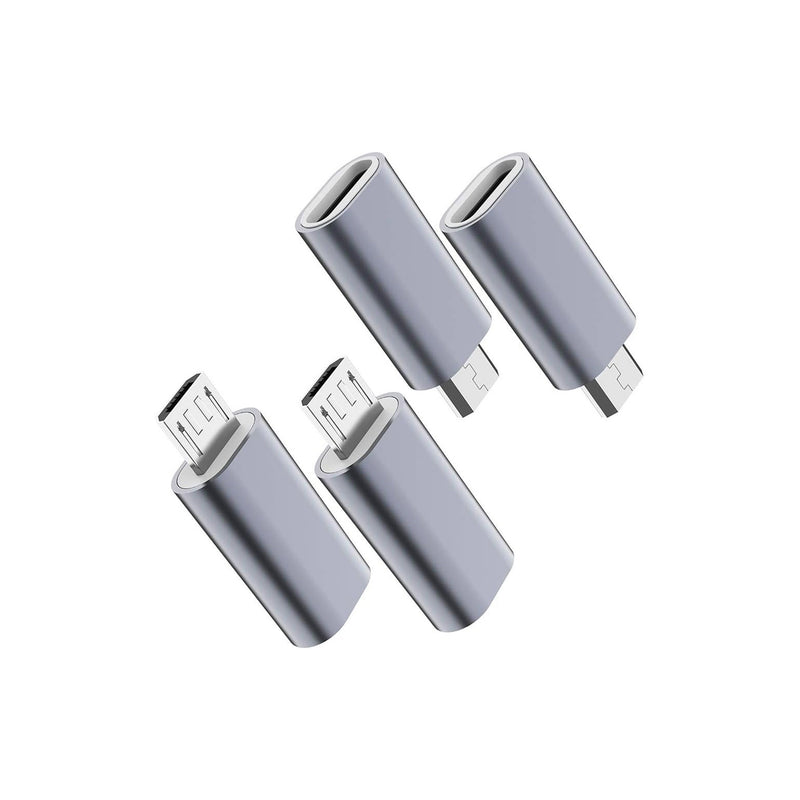 Altex Preferred MFG USB C Female to Micro USB Male Charging/Data Transfer Adapter 4-Pack - Grey