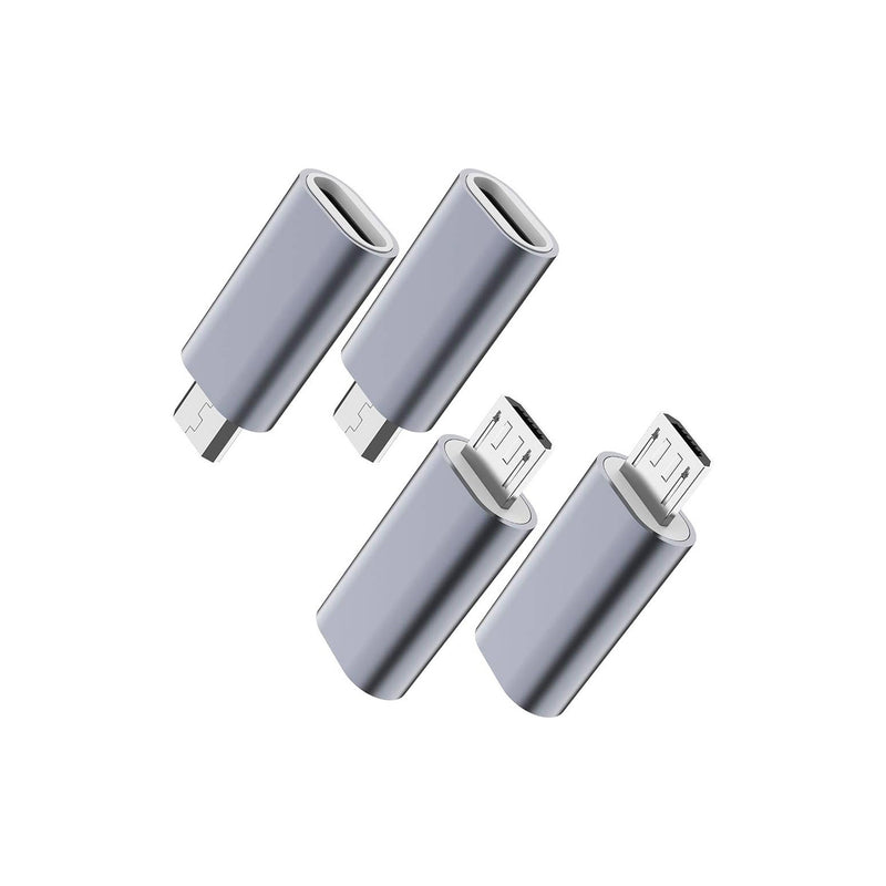 Altex Preferred MFG USB C Female to Micro USB Male Charging/Data Transfer Adapter 4-Pack - Grey