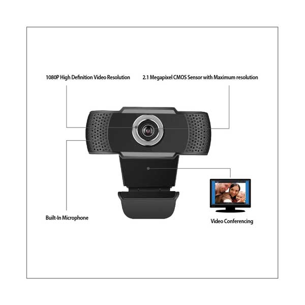 Adesso CYBERTRACK H4 1080P HD USB Webcam with Built-in Microphone