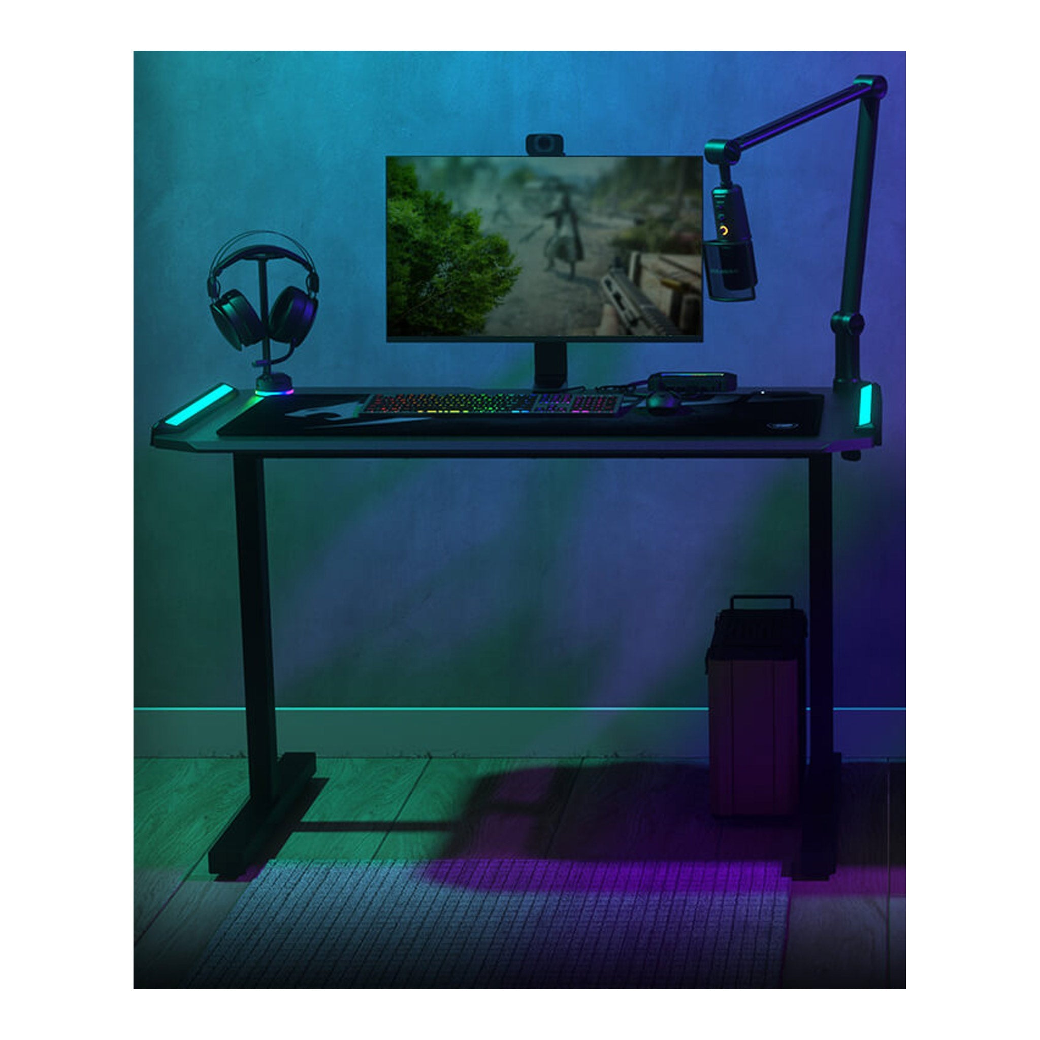 エルゴノミクチュア　　　、デスク Cougar DEIMUS 120 Gaming Desk with RGB LED Lighting