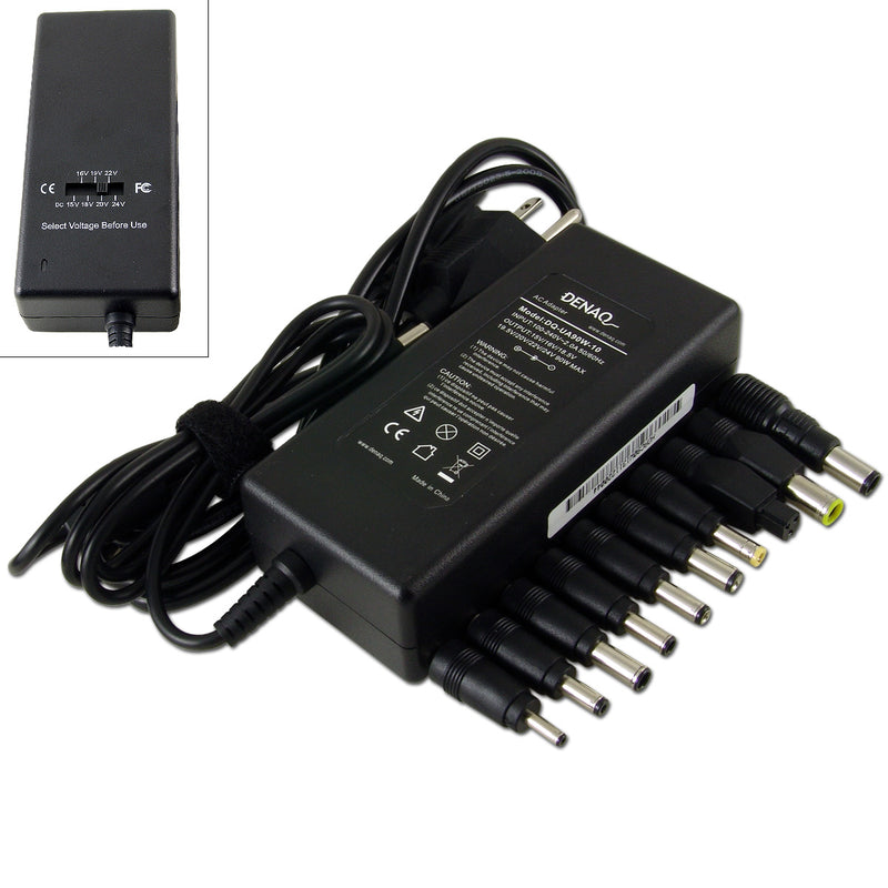 DENAQ DQ-UA90W-10 90W Universal AC Adapter for ASUS, DELL, GATEWAY, HP, IBM & TOSHIBA Laptops with 10 Interchangeable tips