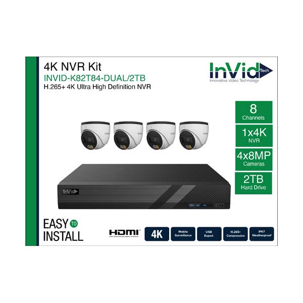 Invid Camera System InVid Tech INVID-K82T84-DUAL 8-Channel Protect 2TB NVR Kit