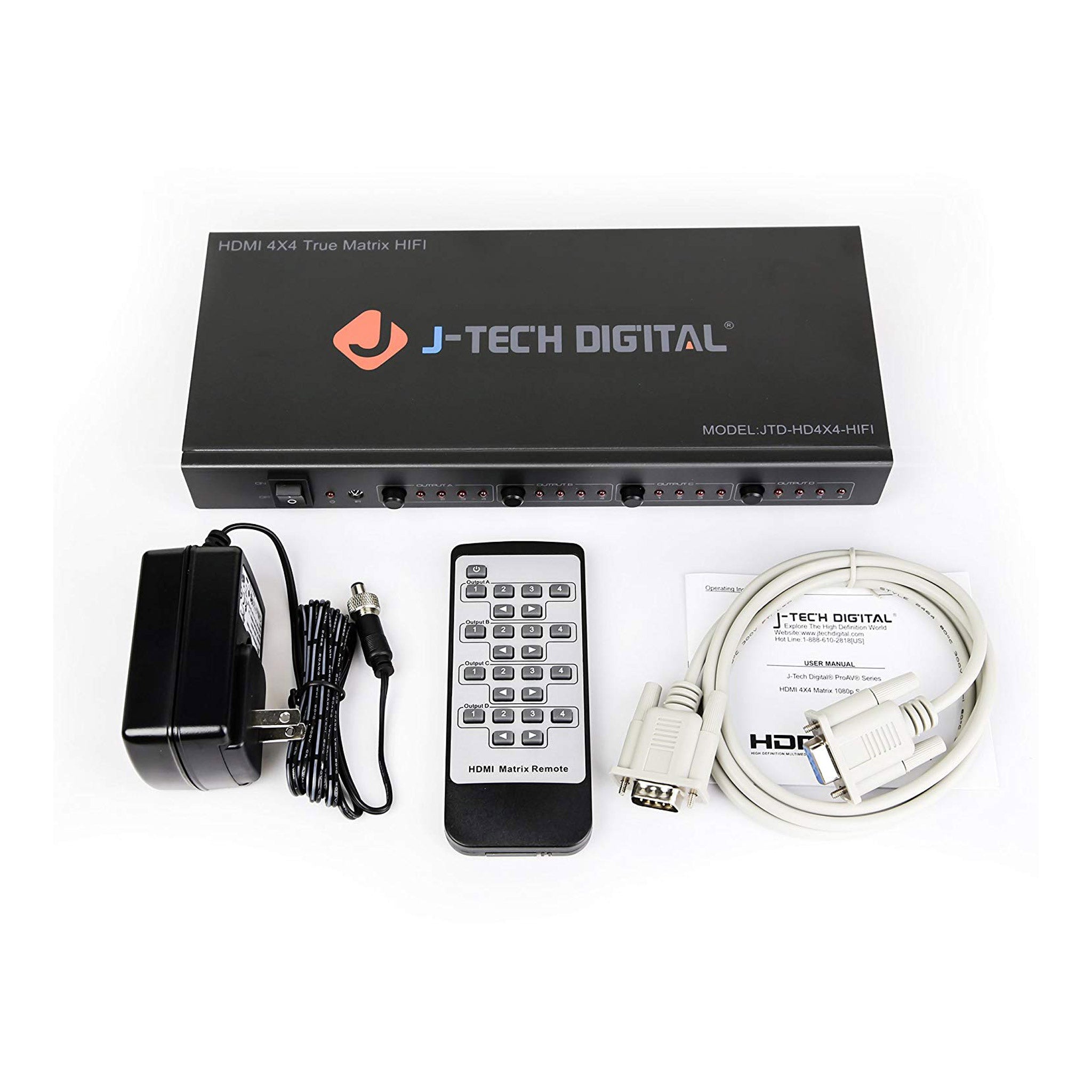 J-Tech Digital JTD-908 4x4 4K HDMI Matrix Switch