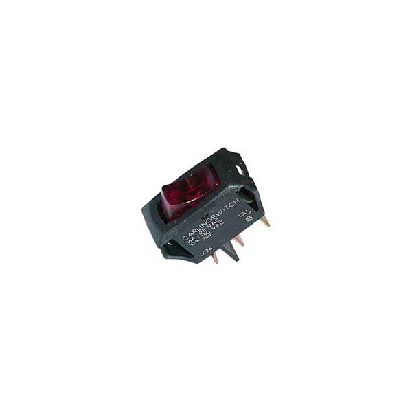 Lighted Rocker Switch w/ Red Translucent Actuator - 16A - 125VAC / SPS