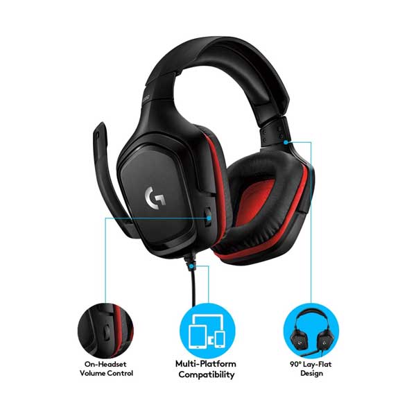 Logitech 981-000755 3.5mm Black G332 Stereo Gaming Headset with Flip-t
