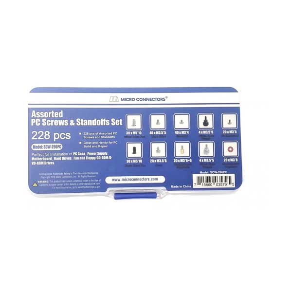 Micro Connectors 228 Piece PC Computer Screws Assortment Kit