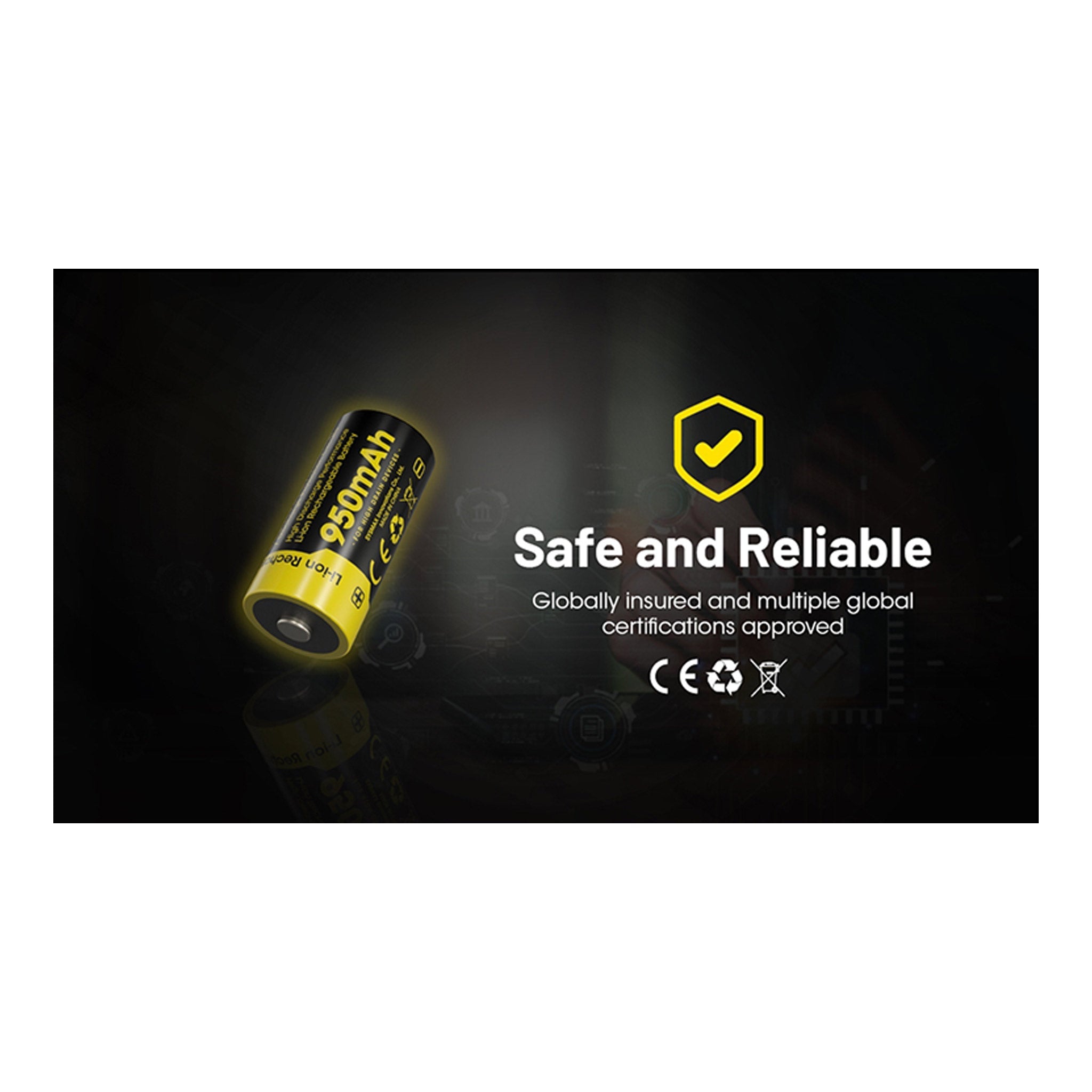 Nitecore NL169 950mAh Rechargeable RCR123A 16340 Battery