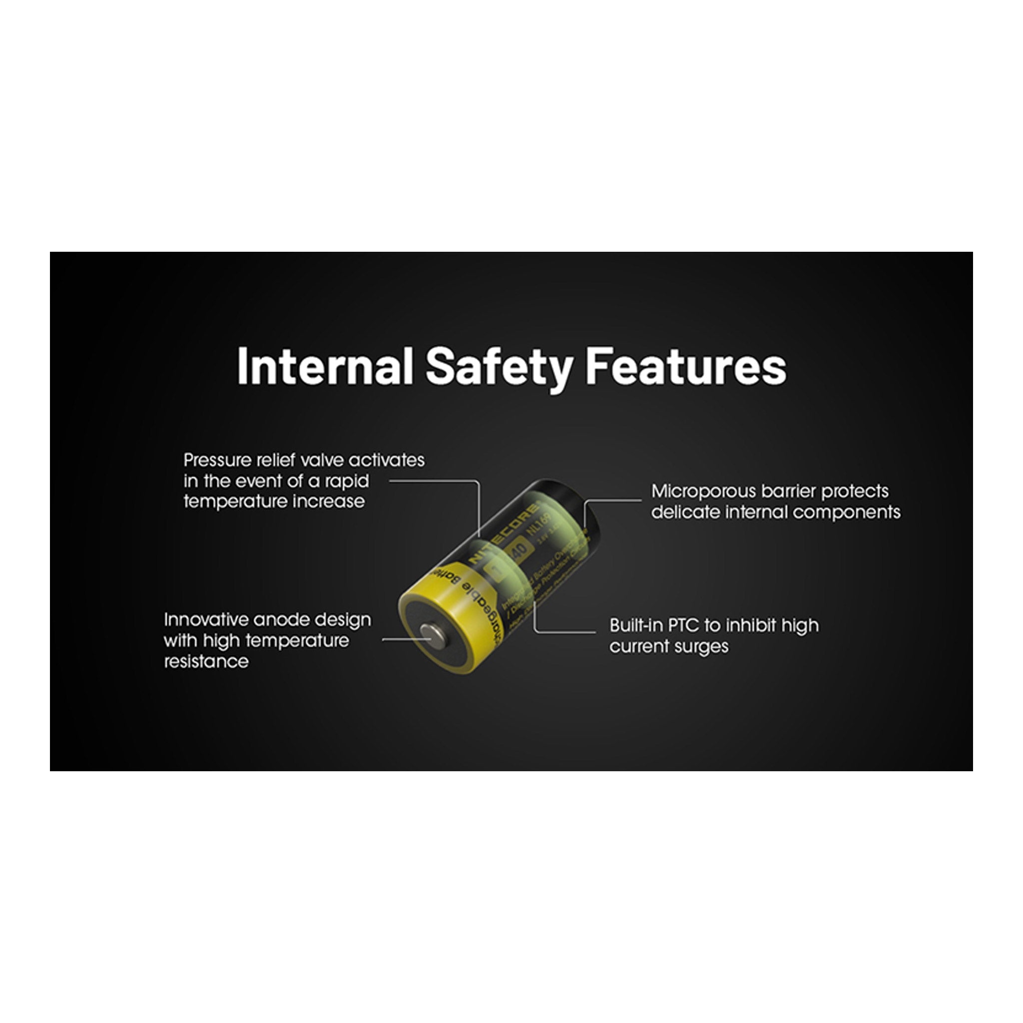 Nitecore NL169 950mAh Rechargeable RCR123A 16340 Battery
