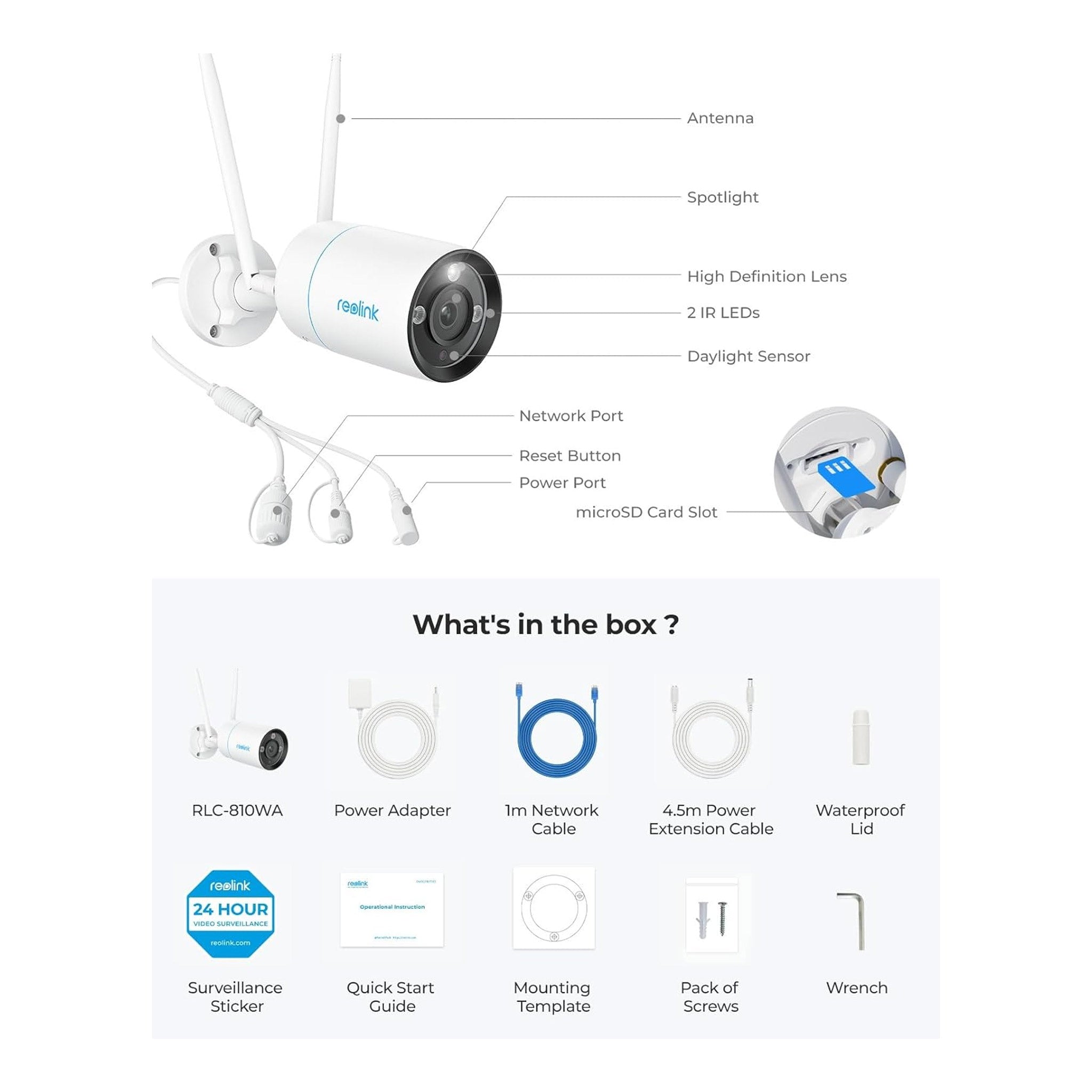 Reolink RLC-810WA 4K 8MP Dual-Band Wi-Fi 6 Surveillance Camera with SD