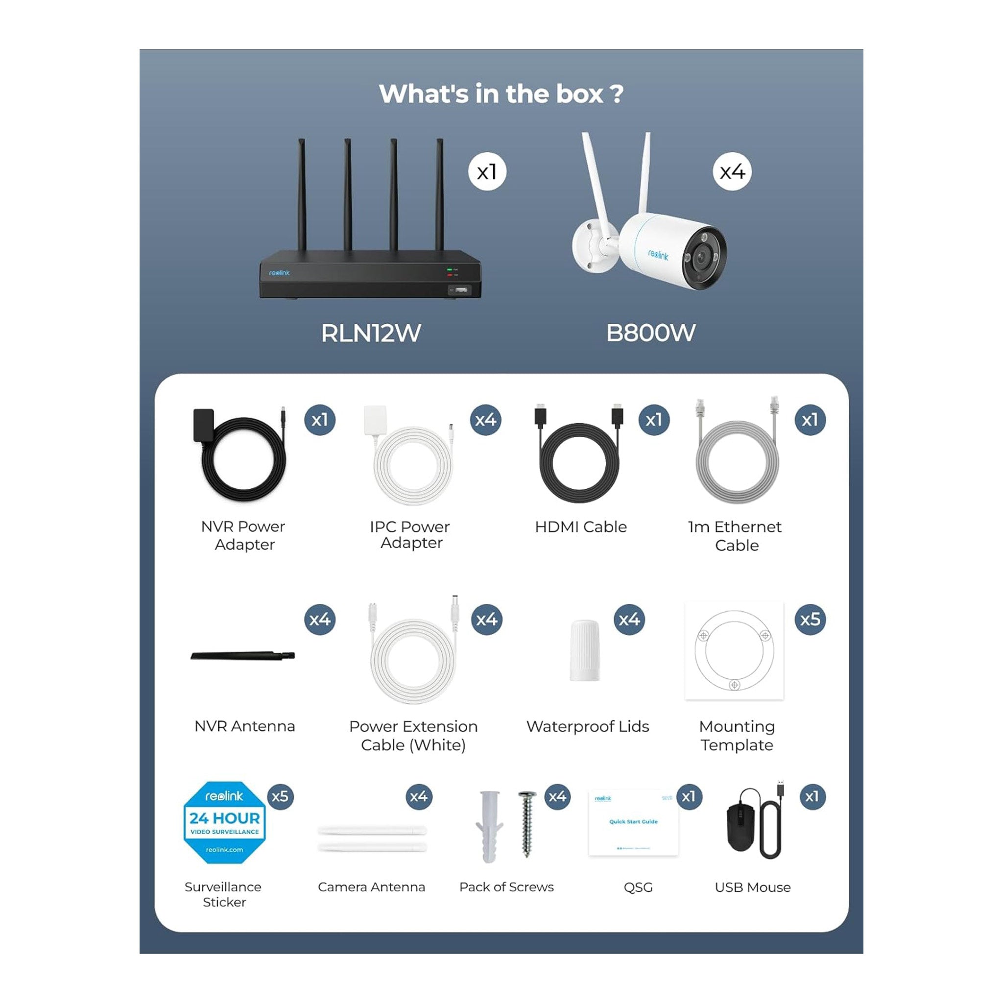 Reolink RLK12-800WB4 4K 12-Channel Dual-Band Wi-Fi 2TB NVR Kit with