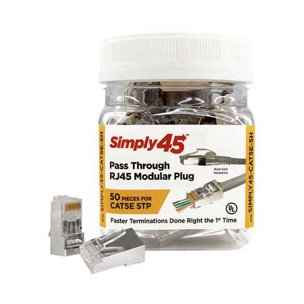 Simply45 SIMPLY45-CAT5E-SH 24AWG RJ45 Shielded Pass Through Modular Pl