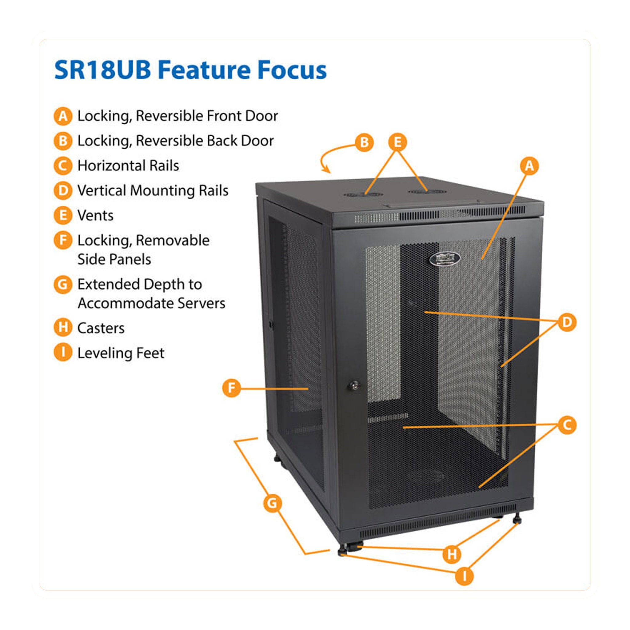 Tripp Lite SR18UB 18U SmartRack Mid-Depth Half-Height Rack Enclosure