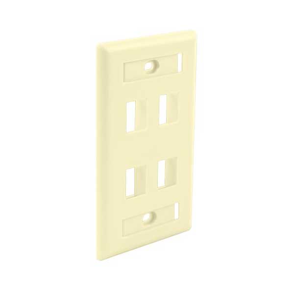 Wavenet FPW4PIV-S 4-Port Single Gang Flush Mount Keystone Wallplate wi