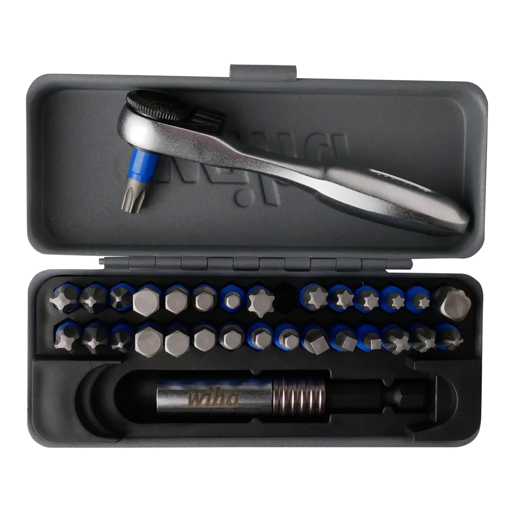 Wiha 76889 32-Piece TerminatorBlue Mini Ratchet and Impact Bit Set
