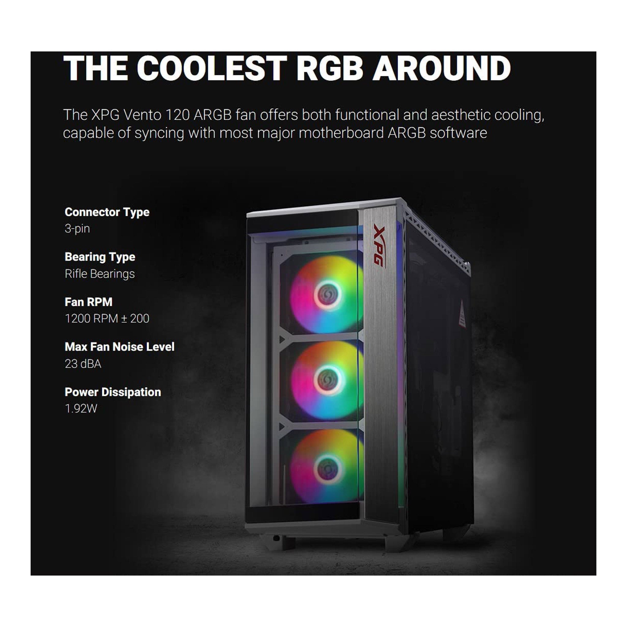 XPG VENTO 120 ARGB 120mm High Performance Cooling Fan