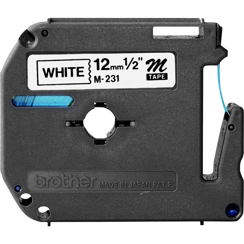 brother M231 12mm P-Touch Black Print on White Non-Laminated Label Tape