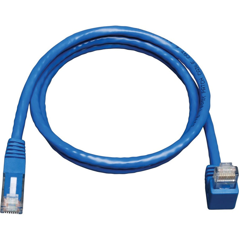 Tripp Lite 5ft Cat6 Gigabit Right Angle Dwn to Straight Patch Cable Blue 5'