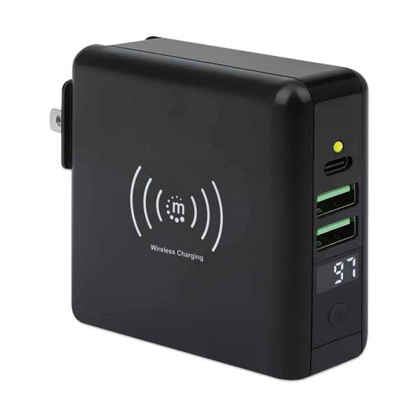 Manhattan 102452 4-in-1 Travel Wall Charger and Powerbank 8,000 mAh