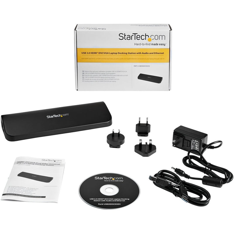 StarTech USB3SDOCKHDV Dual-Monitor USB 3.0 Docking Station with HDMI & DVI/VGA
