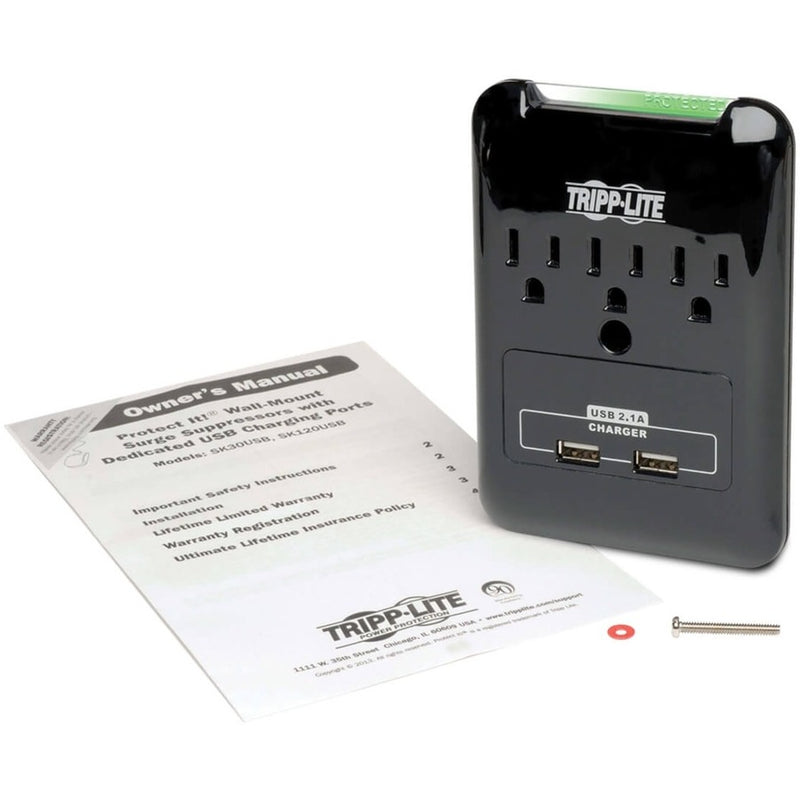 Tripp Lite Surge 3 Outlet 120V USB Charger Tablet Smartphone Ipad Iphone