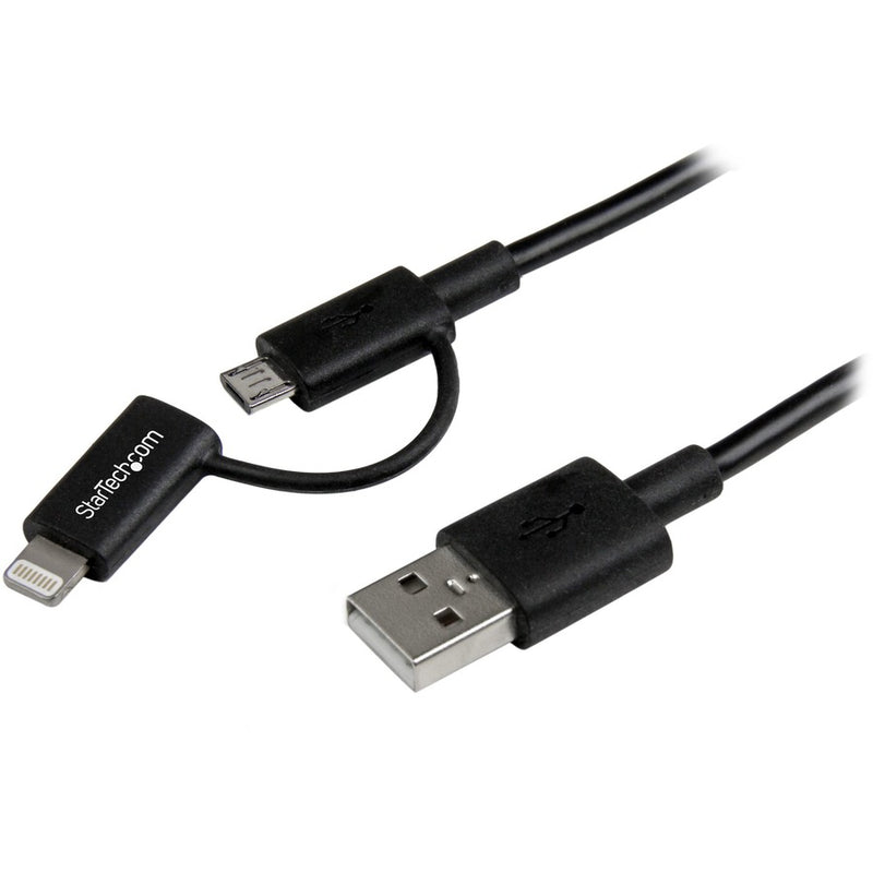 StarTech 3' Apple Lightning or Micro USB to USB cable Black