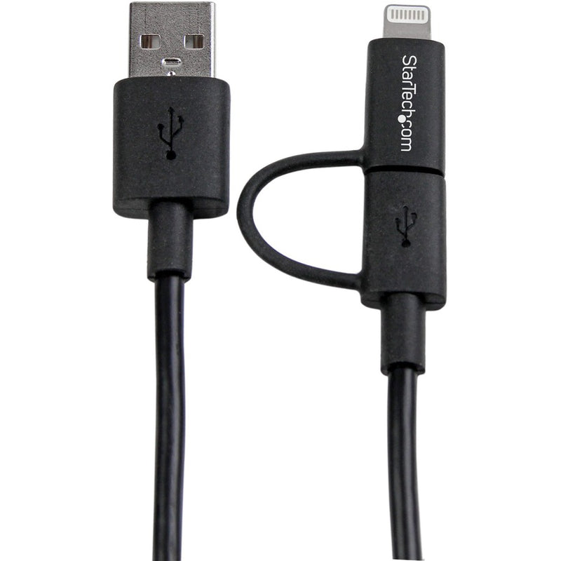 StarTech 3' Apple Lightning or Micro USB to USB cable Black