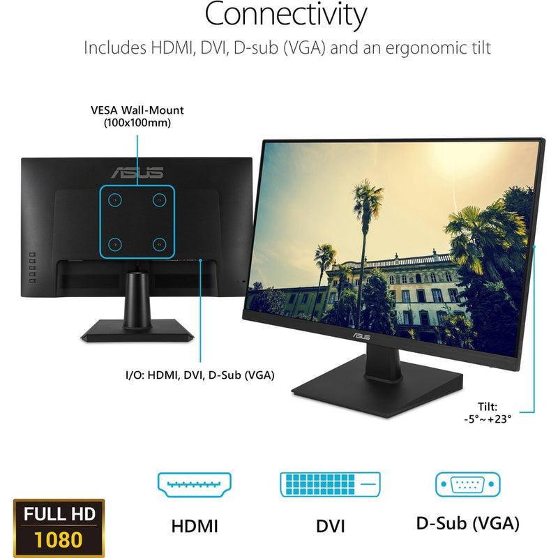 ASUS VA24EHE 23.8" Full HD Adaptive-Sync Frameless IPS LED Backlight Monitor with ASUS Eye Care