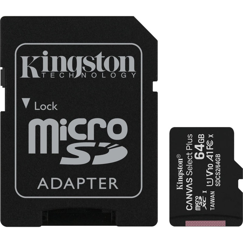 Kingston SDCS2/64GB 64GB Class 10 Canvas Select Plus microSD Memory Card with Android A1 Performance Class