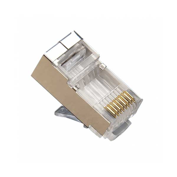 Platinum Tools RJ45 (8P8C) Cat5e Shielded Connector, HP, Round-Solid 3-Prong. 10/Clamshell.
