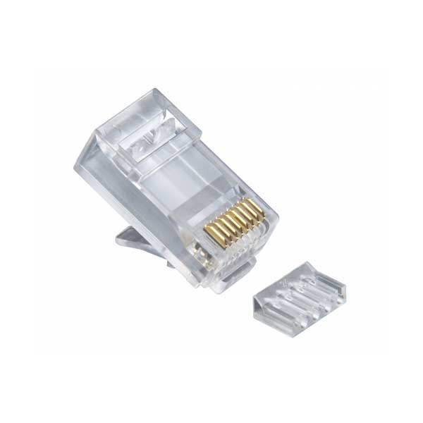 Platinum Tools 106188J RJ45 Cat6 Connector Round-Solid 3-Prong 8P8C with Liner 2-Piece 100/Jar