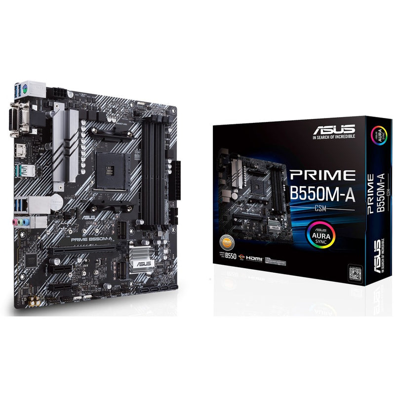 ASUS PRIME B550M-A/CSM AMD Ryzen AM4 B550 Micro ATX Motherboard with Dual M.2 and Aura Sync RGB Headers