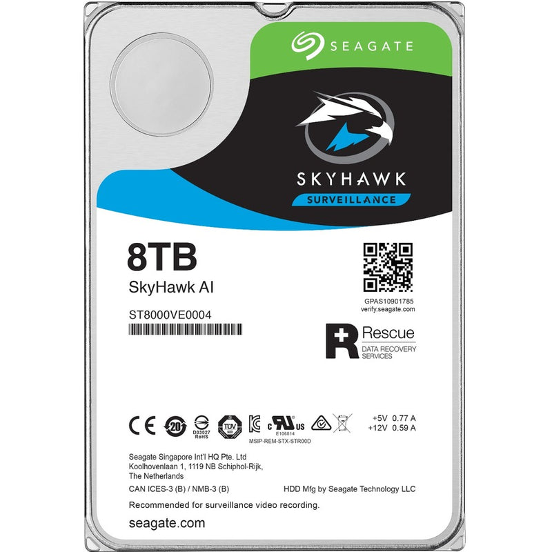Seagate ST8000VE001 8TB 3.5in SATA 6Gb/s SkyHawk AI Surveillance Hard Drive