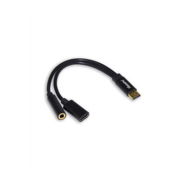 GCIG 11169 XtremPro 2 in 1 Type C USB Male Splitter to Type C USB Female and 3.5mm Stereo Female Headphone Jack - Black