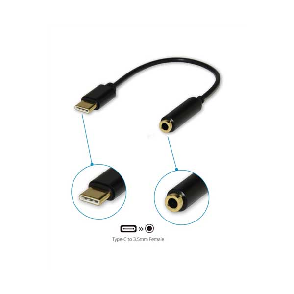 GCIG 11170 XtremPro Type C USB Male to 3.5mm Stereo Female Headphone Converter - Black