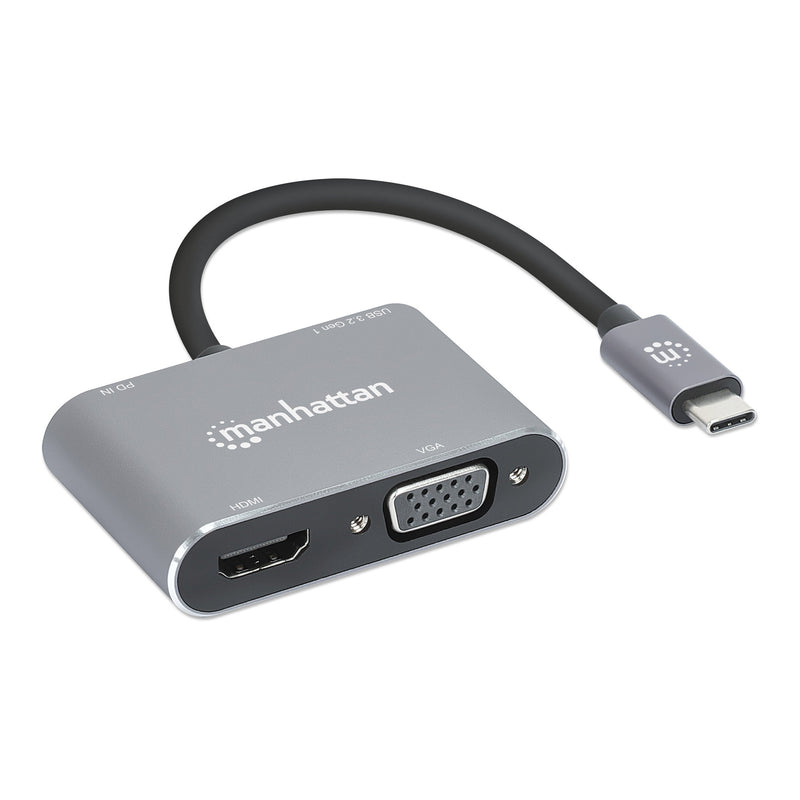 Manhattan 130691 4-in-1 USB-C to HDMI & VGA Docking Converter with Power Delivery