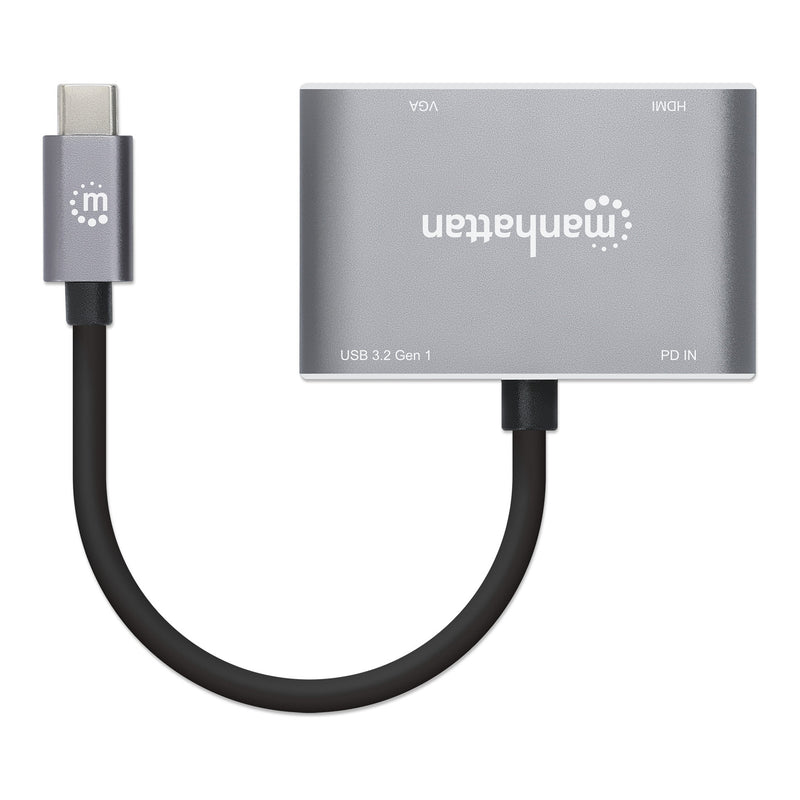 Manhattan 130691 4-in-1 USB-C to HDMI & VGA Docking Converter with Power Delivery