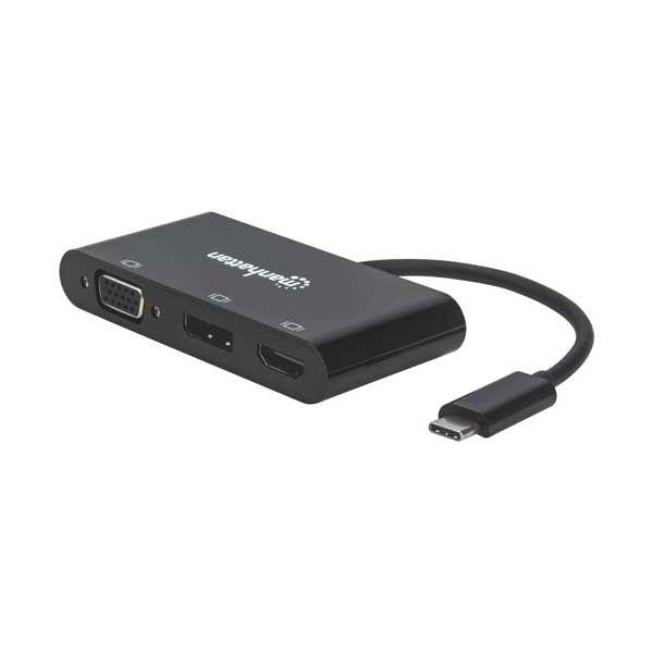 Manhattan 152990 4K USB-C to HDMI DP VGA Multiport A/V Converter MST Hub